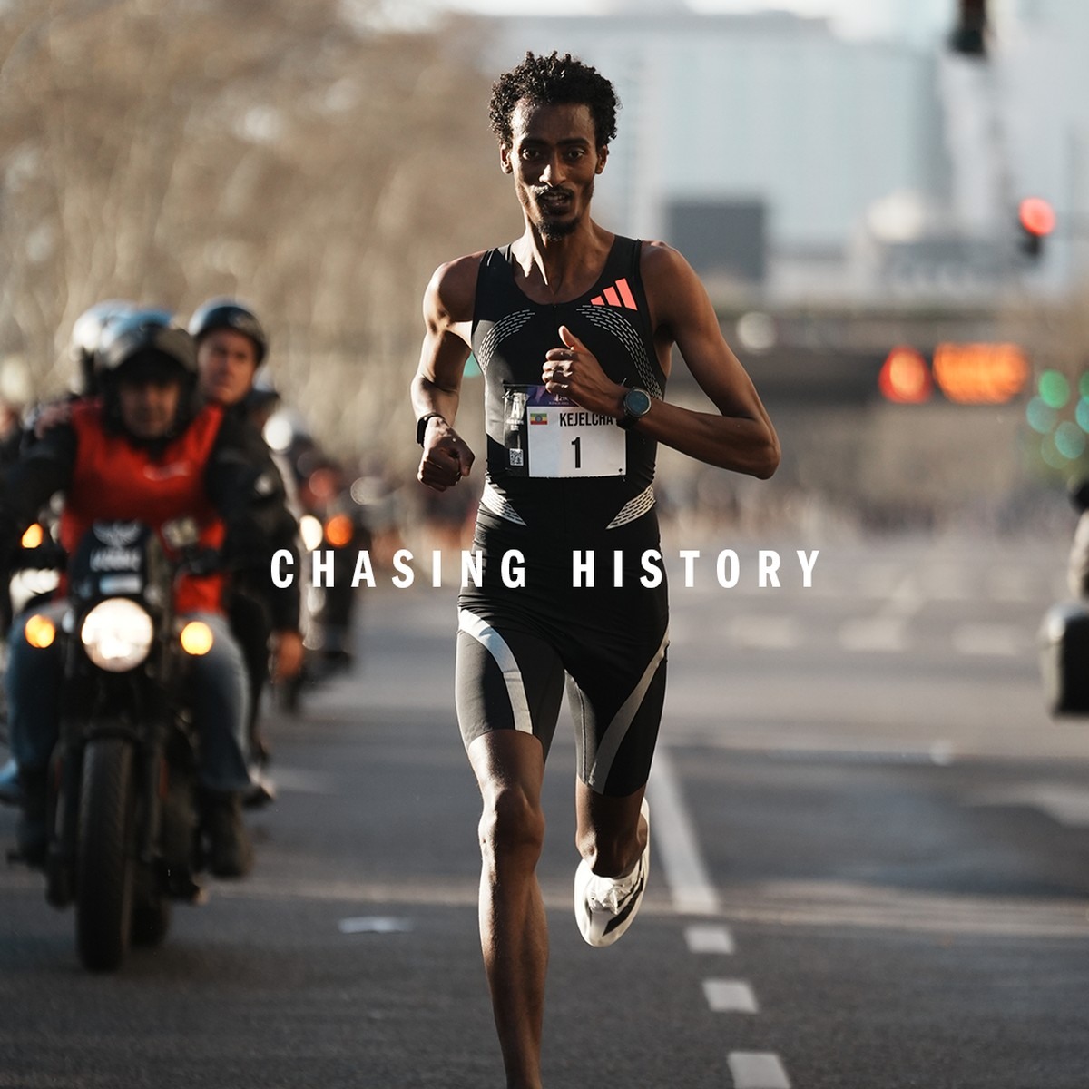 Yomif Kejelcha under halvmaraton i Buenos Aires
