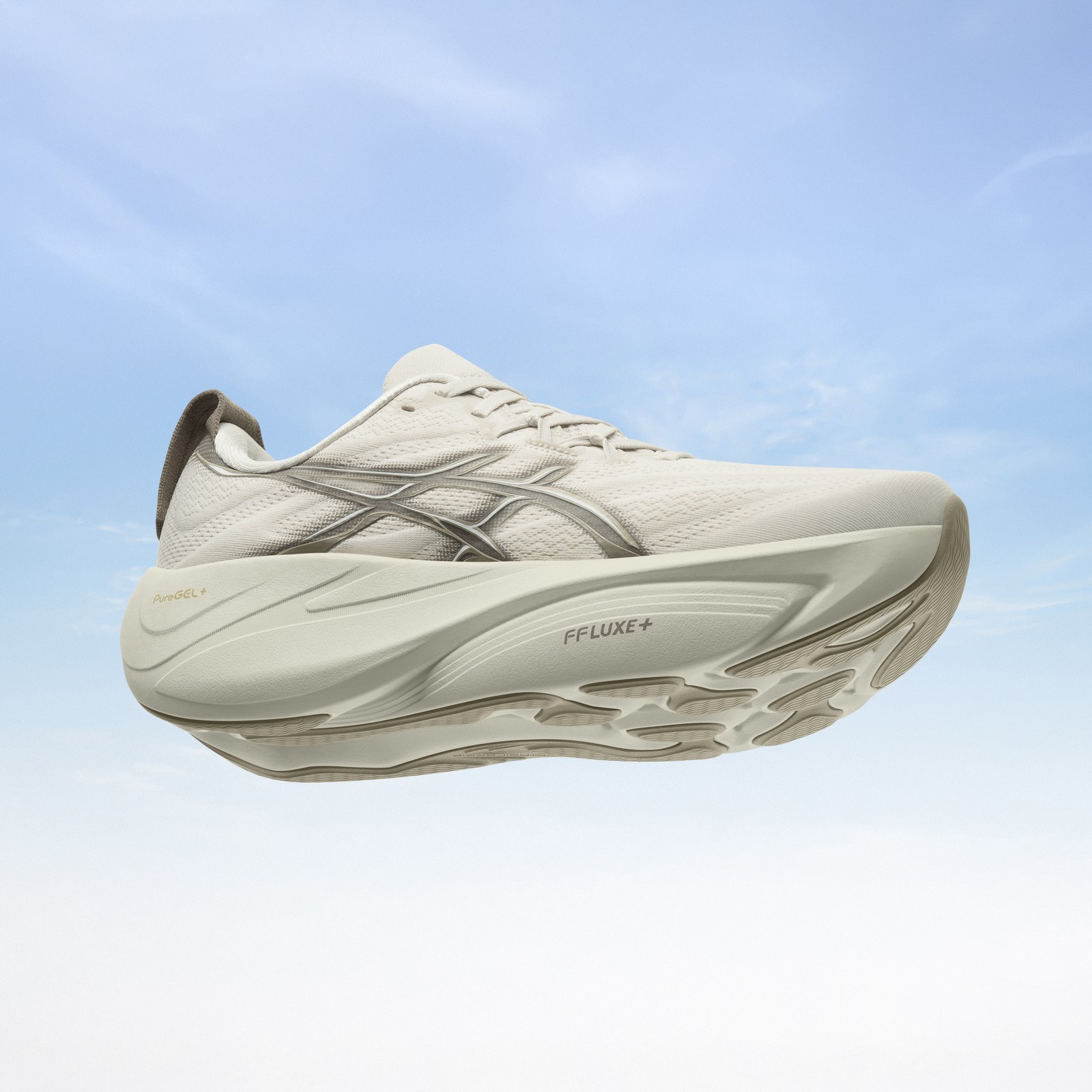 ASICS GEL-SLOWCUSH i Soft Oat/Simply Taupe, med tån åt höger