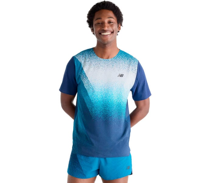 New Balance RACE DAY ULTRA LIGHT PRINTED T-SHIRT Blå